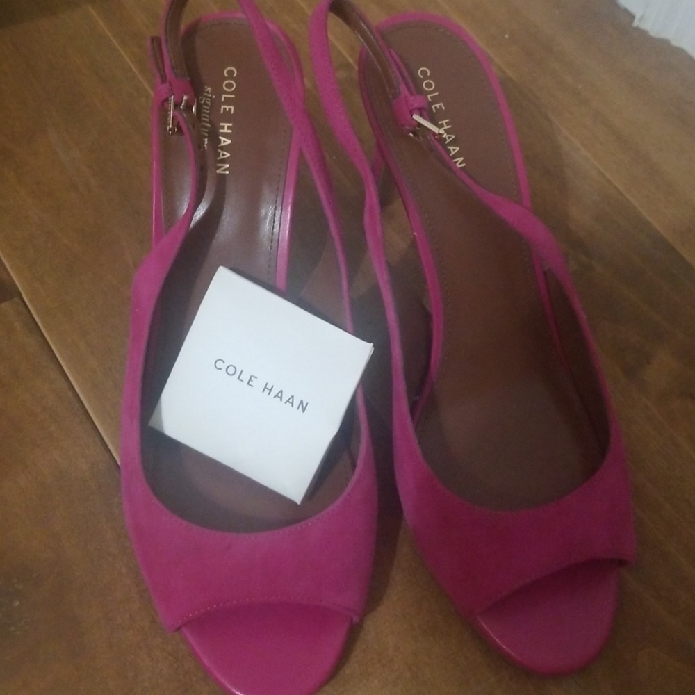 Peep toe sling-back heels